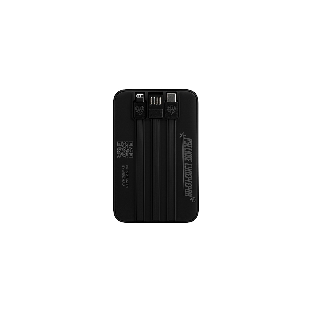 BY Герои Аккумулятор мобильный Small Светящийся 10000мАч,USB-A,USB-C,встр.каб.,QC,PD,22.5W,чёрный, арт.№ 031-174