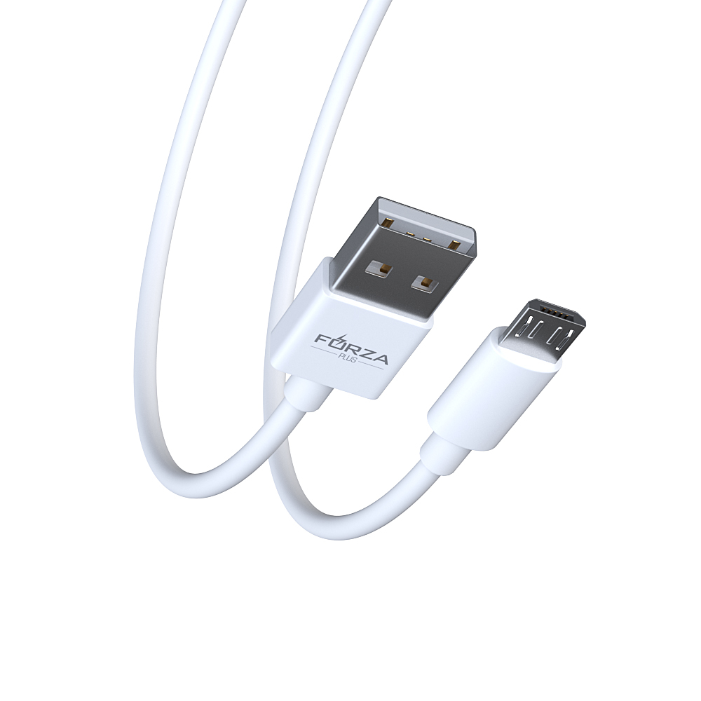 FORZA Кабель для зарядки Эталон Micro USB, 1м, 3А, в пластиковом боксе, белый, пакет, арт.№ 443-042