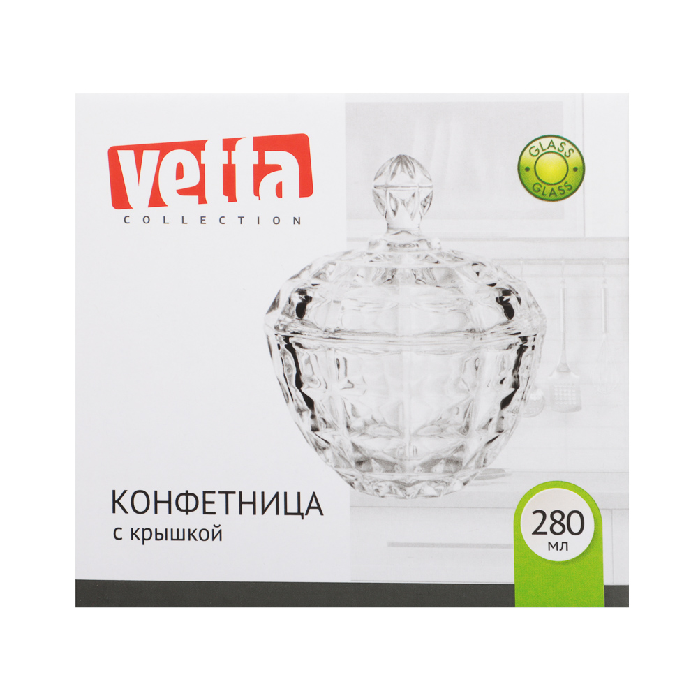 VETTA Конфетница с крышкой 280мл, 11.5х13.5см, стекло, арт.№ 877-715