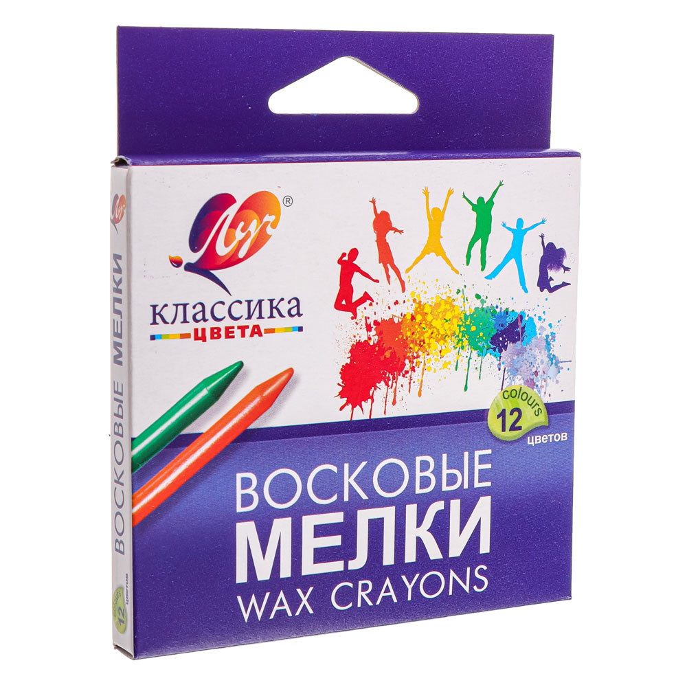 ЛУЧ Мелки восковые "Классика", 12 цветов, круглые, 9х0,8см, в картонной коробке, 12С 861-08, арт.№ 232-018