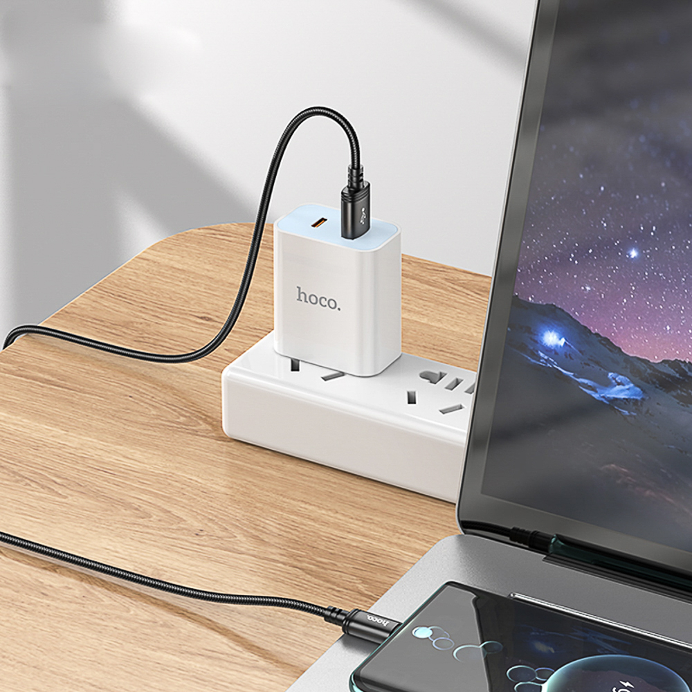 Кабель для зарядки USB(A)-Type C hoco. модель X91 Radiance, 3 м, черный, арт.№ 931-582