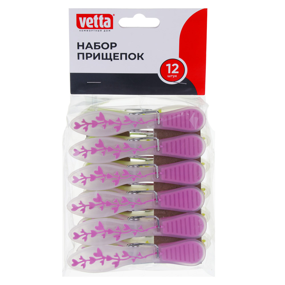 Набор прищепок тм VETTA Цветы, пластик, 2 цвета, 12шт, арт.№ 453-119