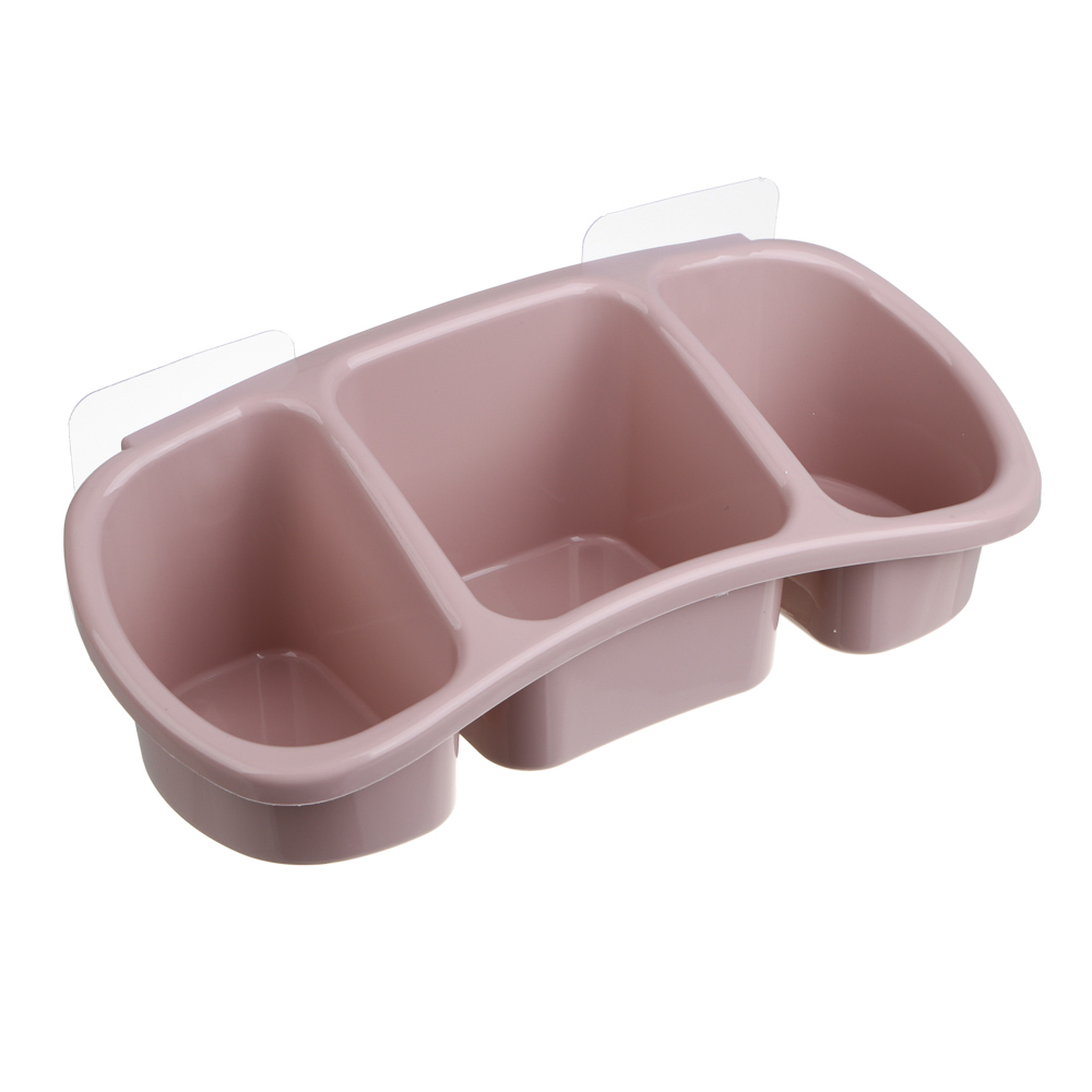 VETTA Classic Полка настенная, три отделения, пластик, 28x12,5x8,5 см, пудровый, арт.№ 478-289