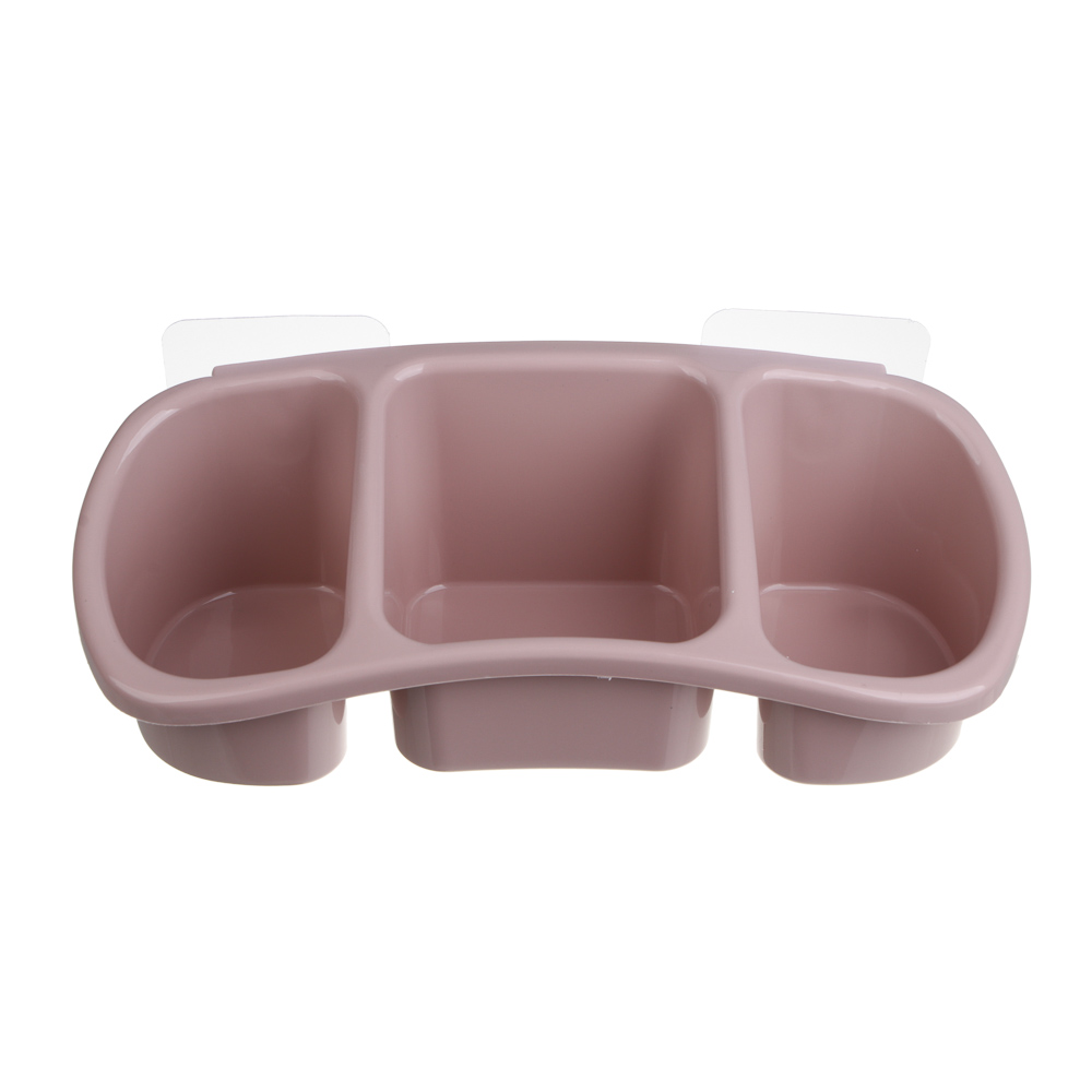 VETTA Classic Полка настенная, три отделения, пластик, 28x12,5x8,5 см, пудровый, арт.№ 478-289