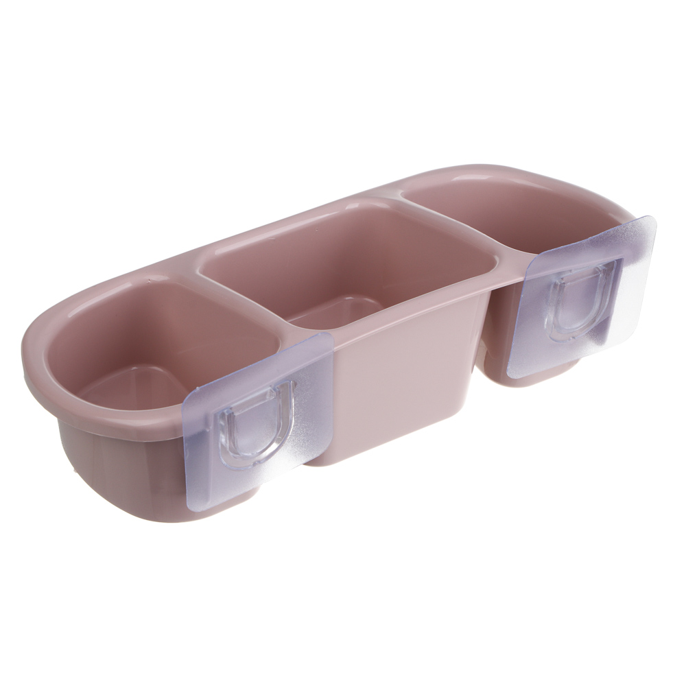 VETTA Classic Полка настенная, три отделения, пластик, 28x12,5x8,5 см, пудровый, арт.№ 478-289