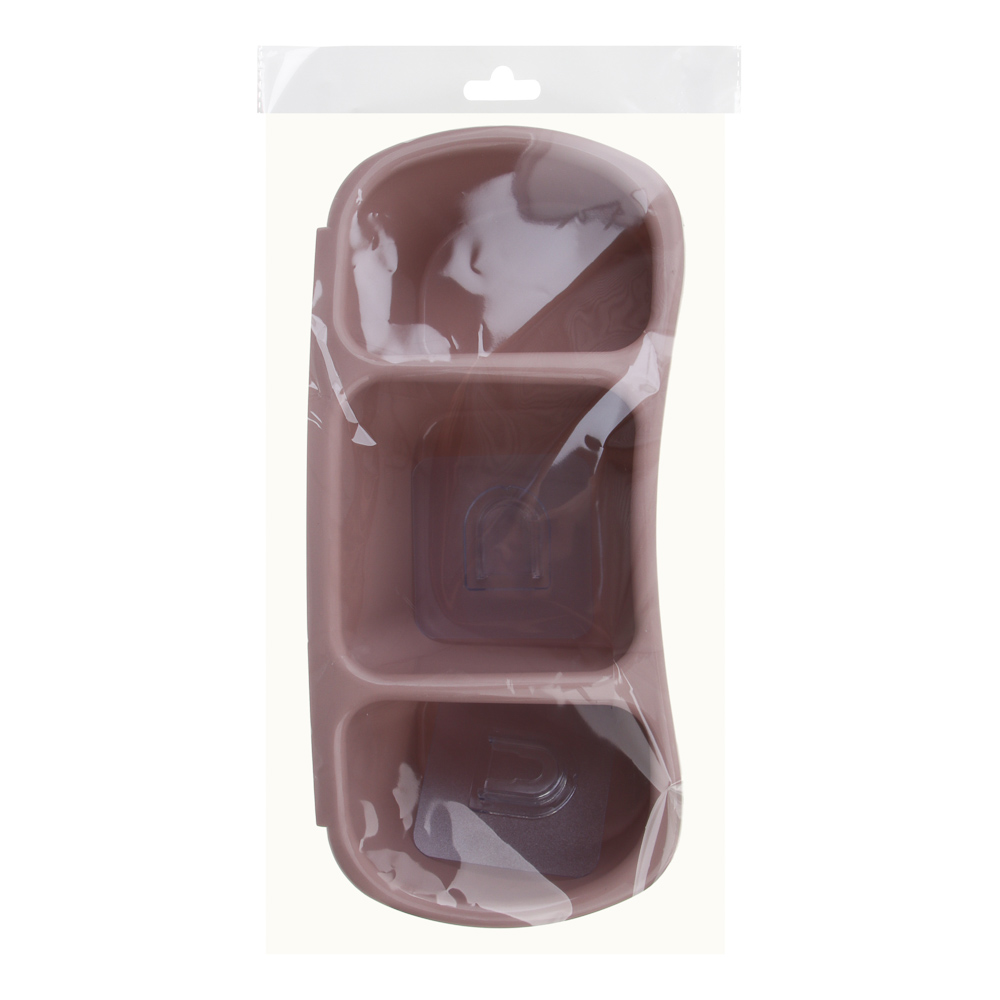 VETTA Classic Полка настенная, три отделения, пластик, 28x12,5x8,5 см, пудровый, арт.№ 478-289