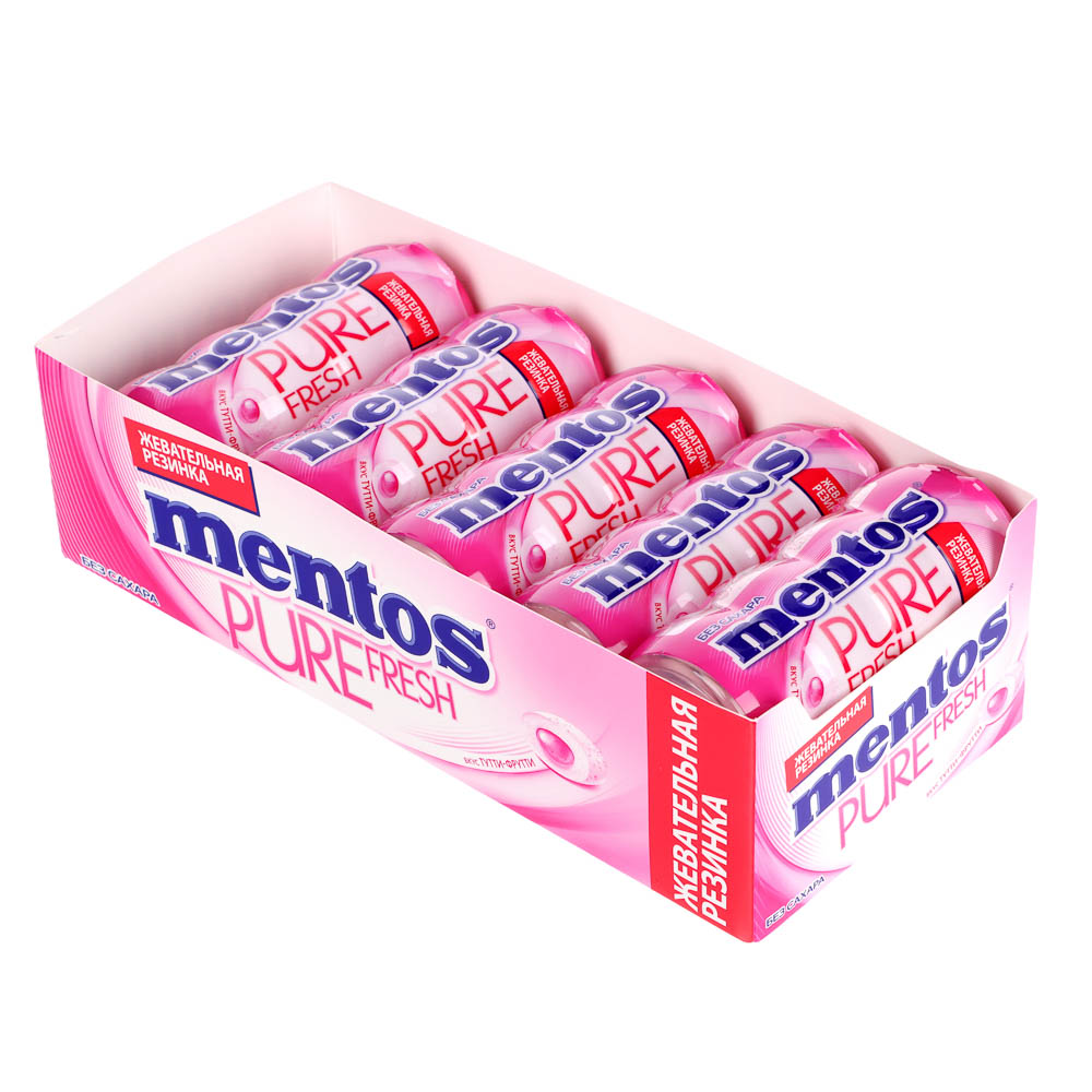Жевательная резинка Mentos Pure Fresh со вкусом Тутти-Фрутти, 30г, арт.№ 209-051