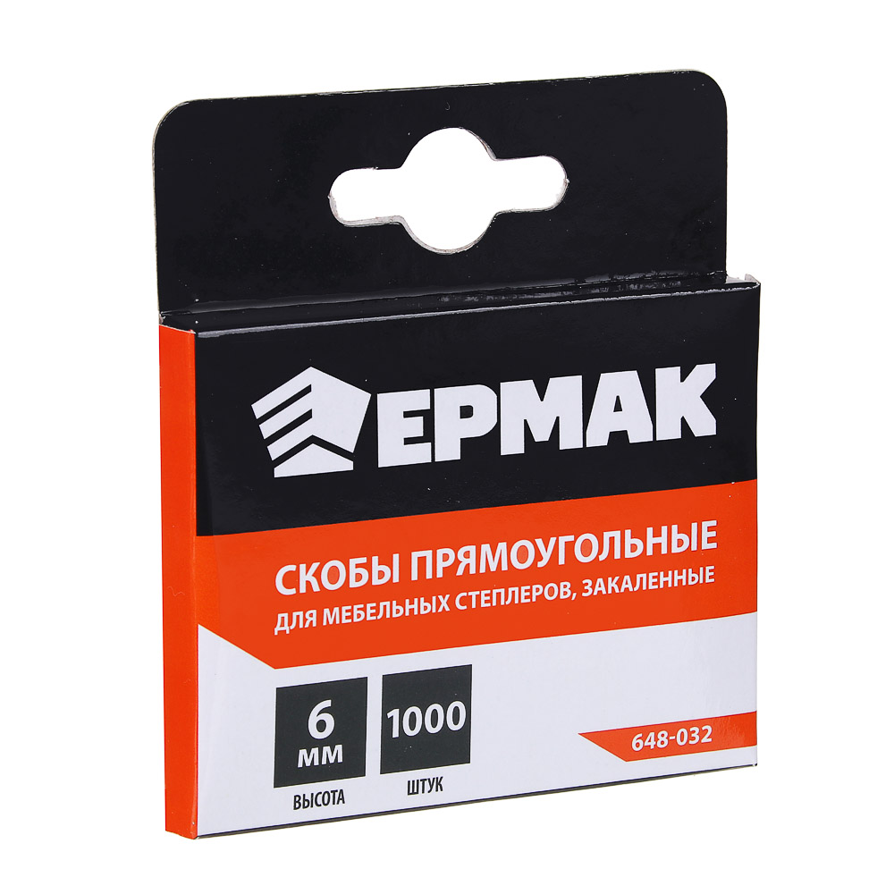 ЕРМАК Скоба закаленная 6мм (11,3х0,7мм) для мебельного степлера 1000шт., арт.№ 648-032