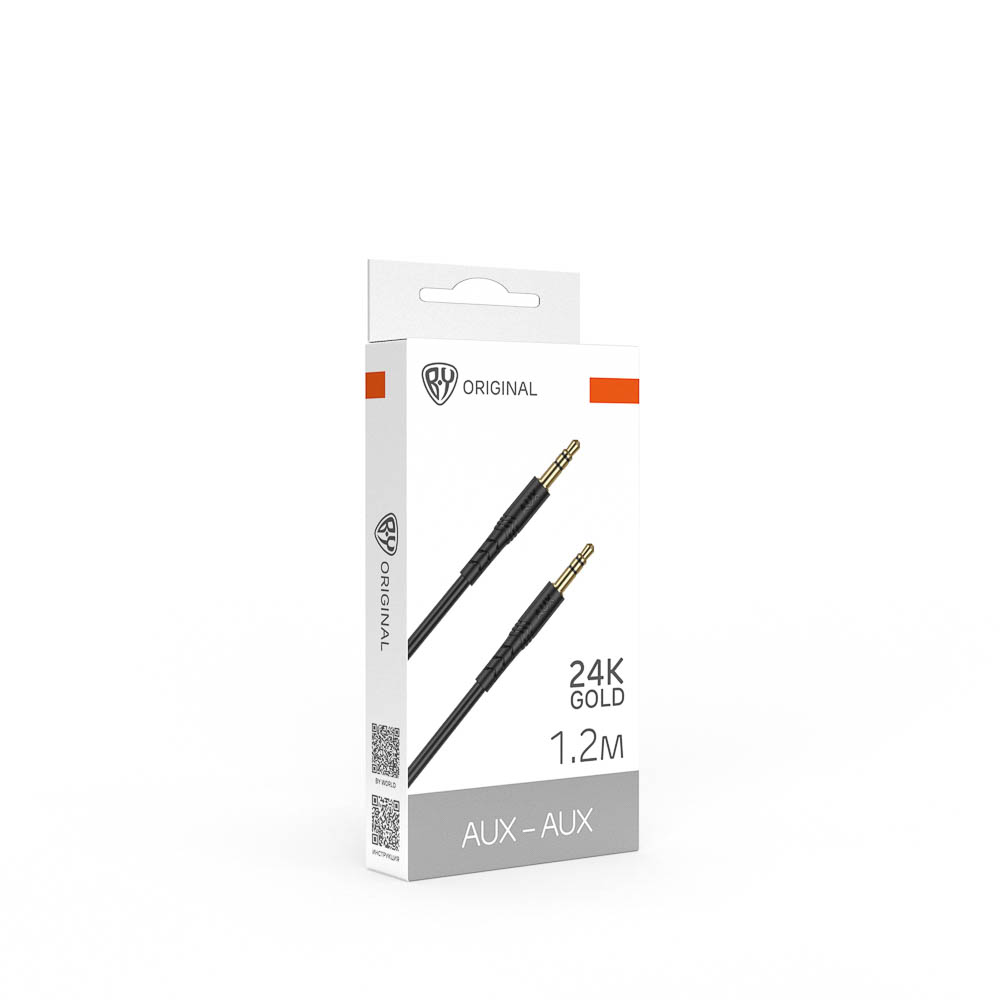 Аудиокабель AUX-AUX 3.5мм mini jack BY Base, 1.2м, позолоченный, PVC, черный, арт.№ 931-636