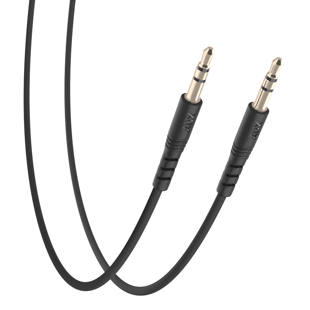 Аудиокабель AUX-AUX 3.5мм mini jack BY Base, 1.2м, позолоченный, PVC, черный, арт.№ 931-636