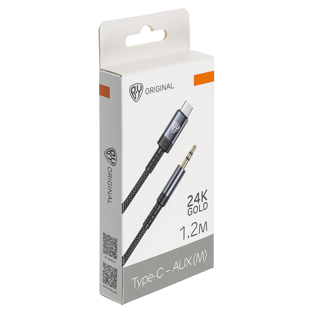 Аудиокабель Type С-AUX (M) 3.5мм mini jack 4pin BY SoundCore, 1.2 м, позолоченный, нейлон, черный, арт.№ 931-640
