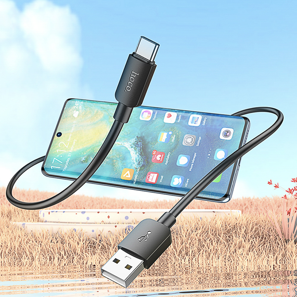 Кабель для зарядки USB(A)-Type C hoco. модель X96 Hyper, 27Вт, 1 м, черный, арт.№ 931-583