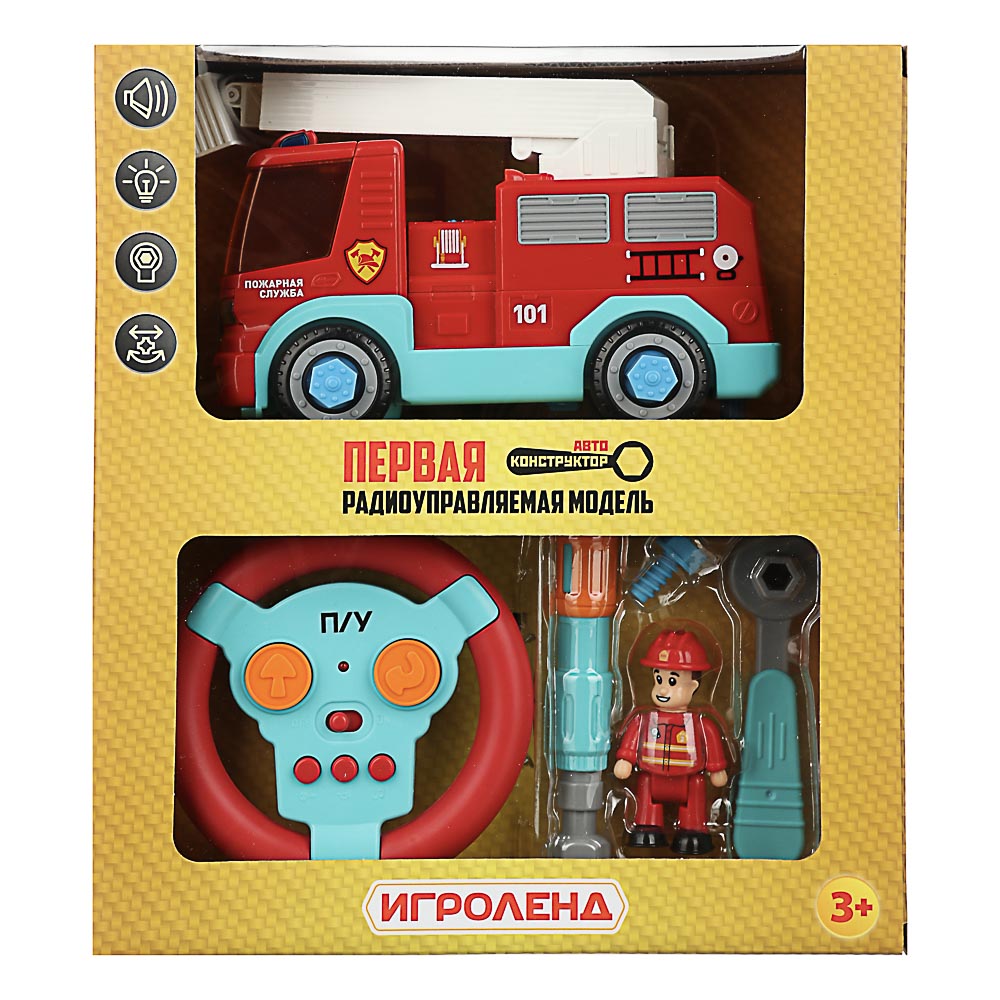 ИГРОЛЕНД Авто-конструктор "Первая радиоуправляемая модель", свет, звук, 5АА, пласт., 24,6х28х11,2см, арт.№ 293-098
