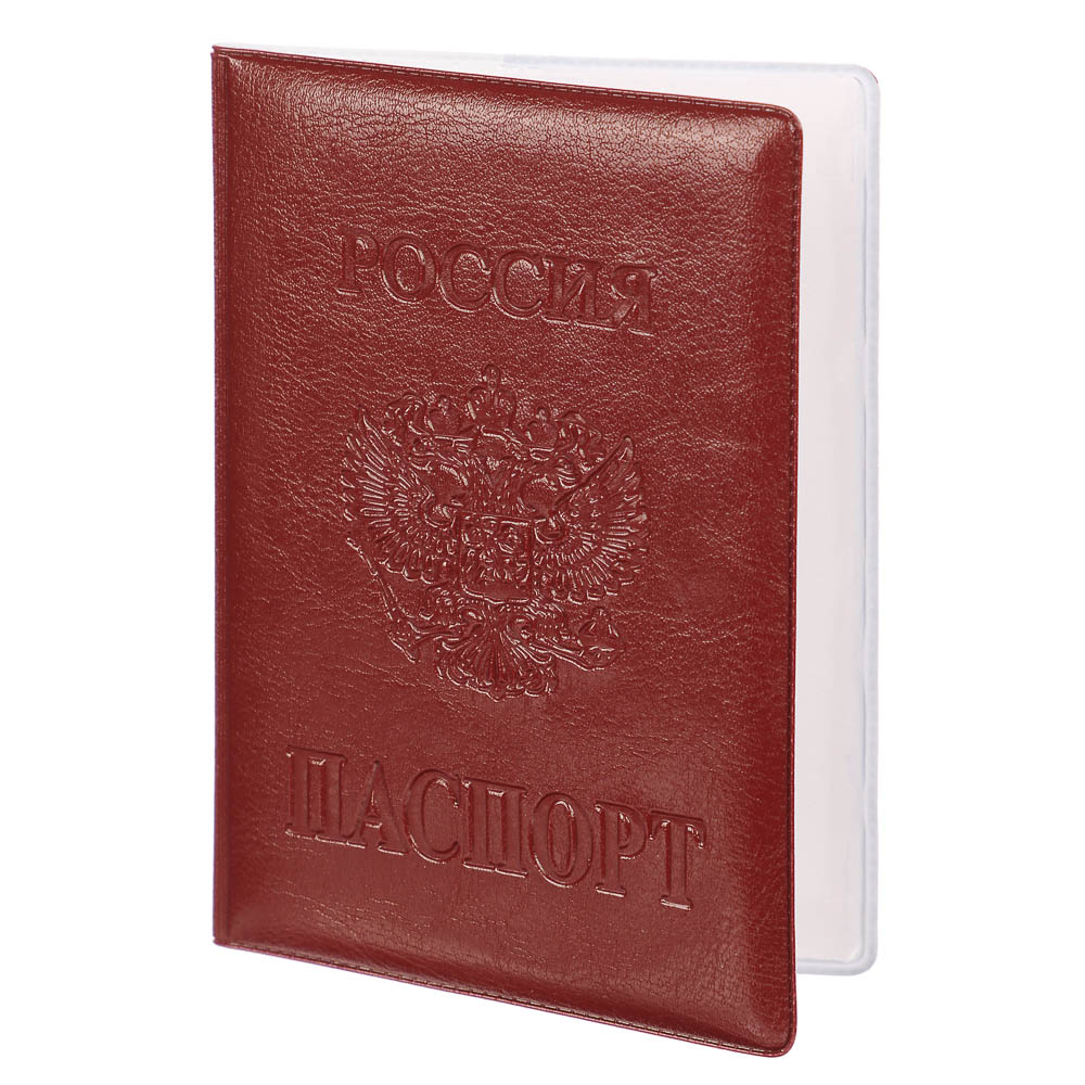 Обложка для паспорта "Россия", 9,5x0,5x13,5, Герб, бордовый, арт.№ 334-164