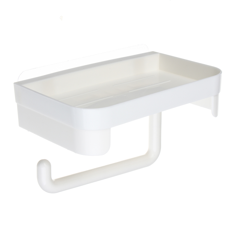 VETTA Classic Держатель для туалетной бумаги, с полкой, пластик, 18x11x4,5 см, молочный, арт.№ 478-297