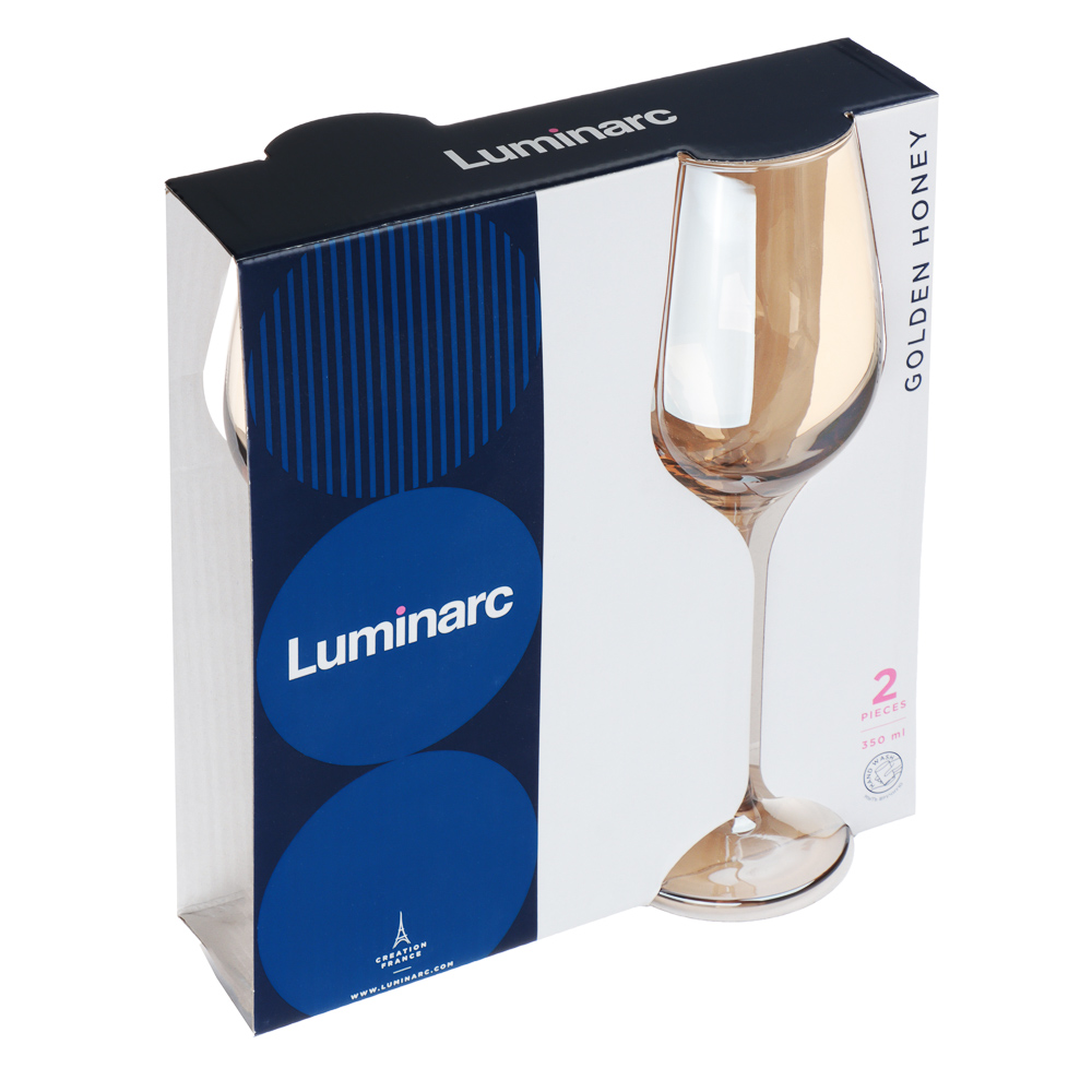 LUMINARC Селест Золотой мед Набор бокалов для вина 2 шт 350 мл, стекло, арт.№ 878-538