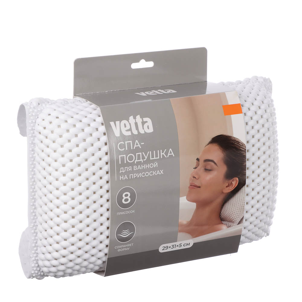 Подушка для ванны с присосками тм VETTA, ПВХ, 29х31х5см, белая, арт.№ 463-990