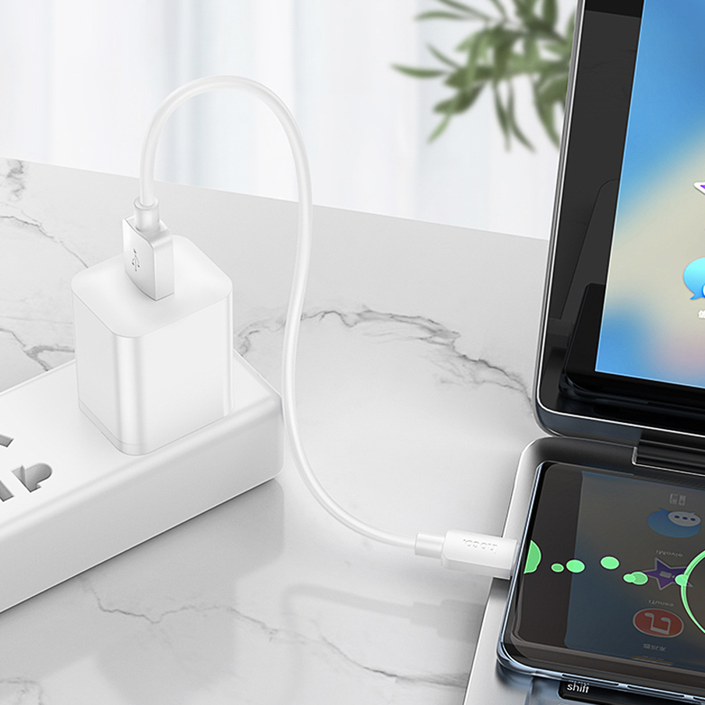 Кабель для зарядки USB(A)-Type C hoco. модель X96 Hyper, 27Вт, 0,25 м, белый, арт.№ 931-589