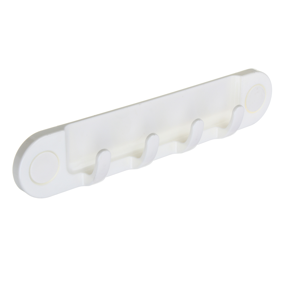 VETTA Classic Планка для ванной комнаты, пластик, 4 крючка, 28х5,5х3 см, молочный, арт.№ 478-303
