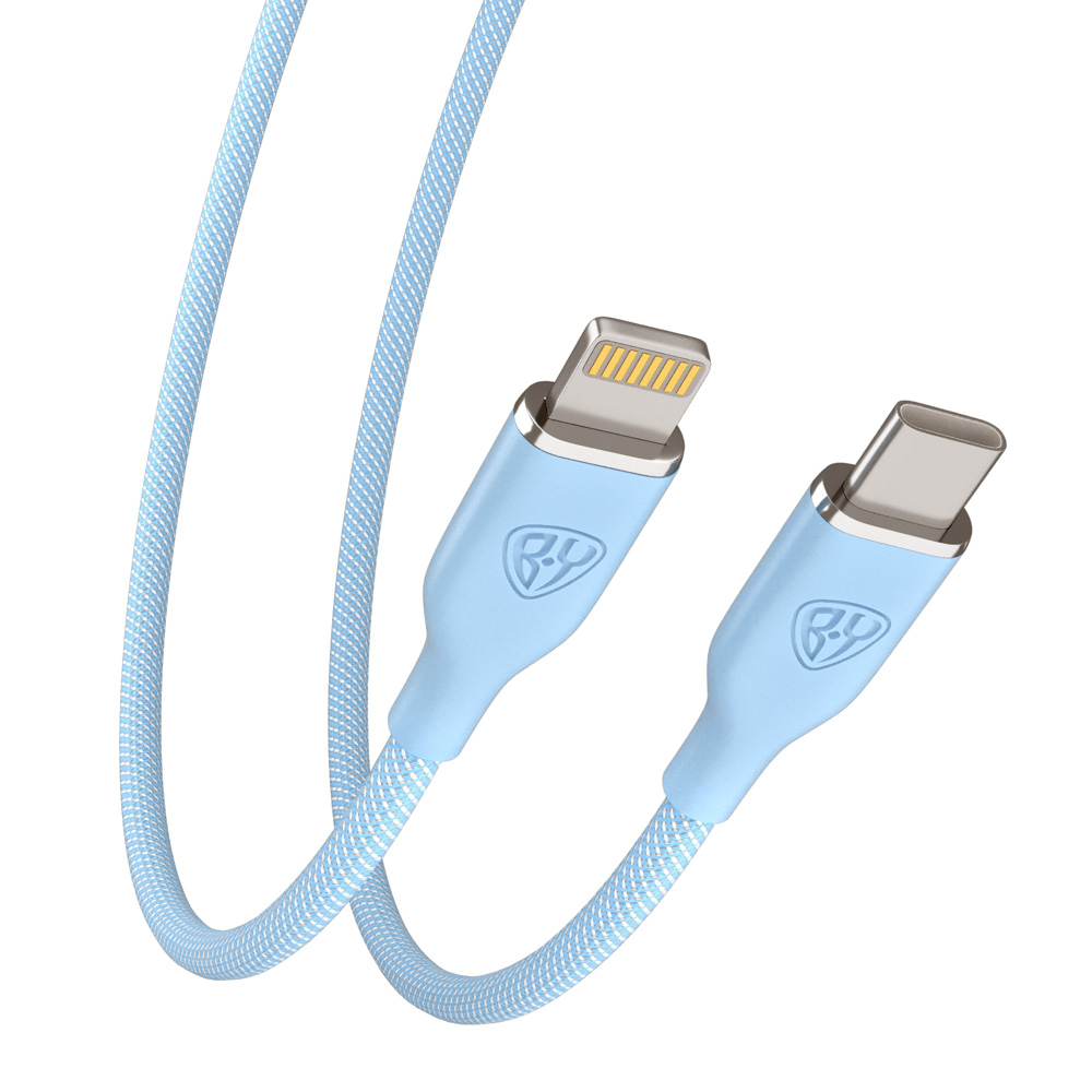 Кабель для зарядки Type C-iP BY Elite, 2.4А, 1м, 22Вт, Быстрая зарядка, голубой, арт.№ 931-298