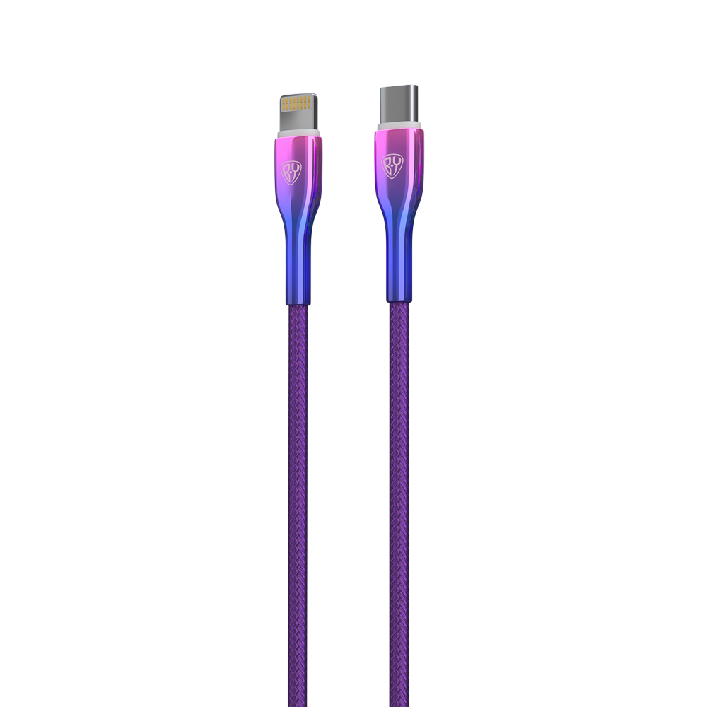 Кабель для зарядки Type C-iP BY Jam, 1м, Быстрая зарядка 2.4А, PD 22Вт, тканевый, фиолетовый, арт.№ 931-036