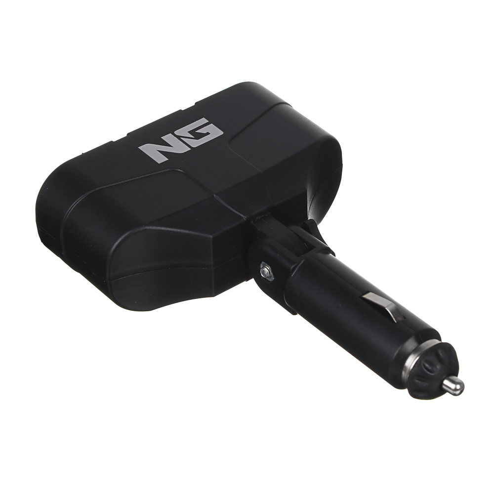 NG Разветвитель прикуривателя, 2 выхода +2 USB, 60 W, 2.1А, 12/24В,  пластик, арт.№ 738-013