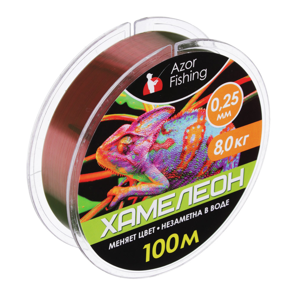AZOR FISHING Леска "Хамелеон", нейлон, 100м, 0,25мм, 8,0кг, арт.№ 144-065