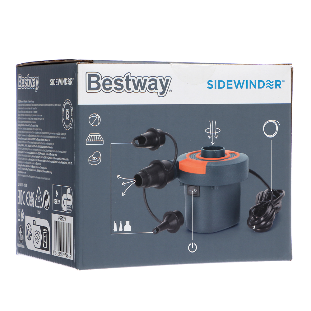 BESTWAY Насос электрический 220В Sidewinder, 680л/м, 3 насадки в комплекте, 62139, арт.№ 004-016