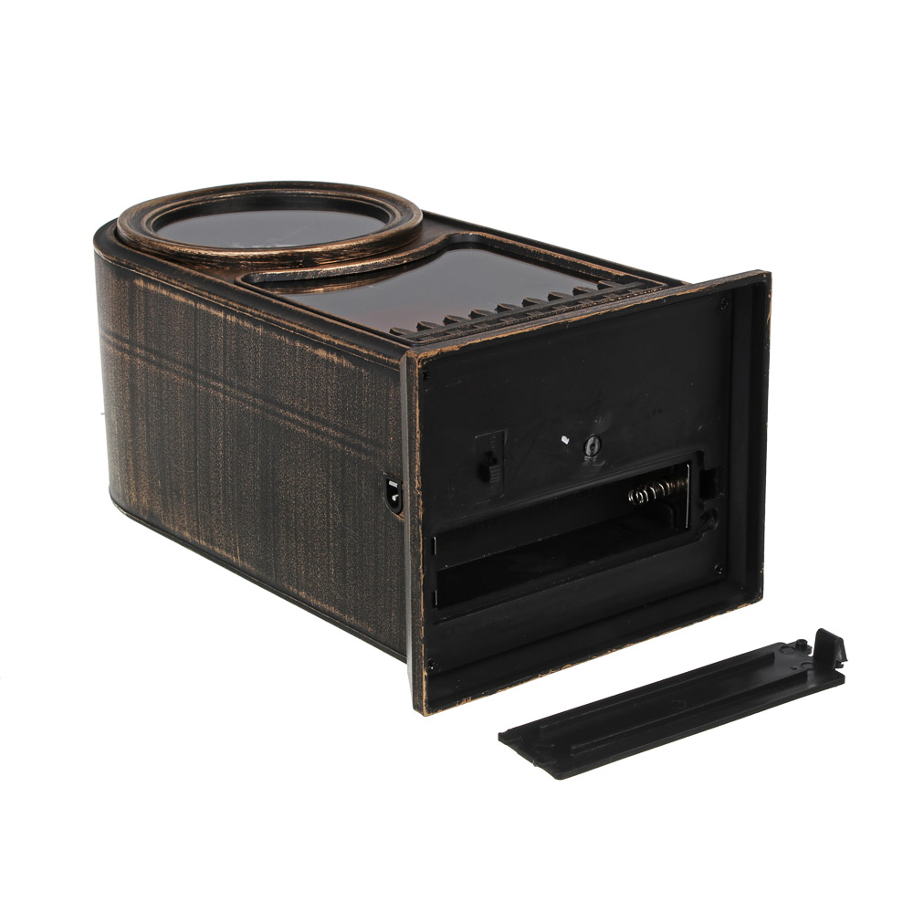 Светильник-камин тм СНОУ БУМ декоративный LED с часами 1хАА, 14,6x12x27см, пластик, 2xC/USB, 1 режим, арт.№ 695-243