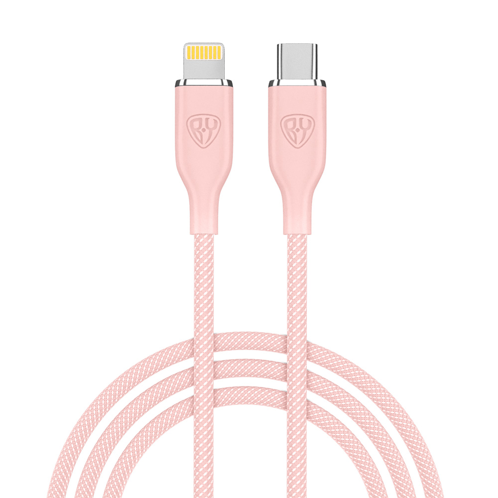 Кабель для зарядки Type C-iP BY Elite, 2.4А, 1м, 22Вт, Быстрая зарядка, розовый, арт.№ 931-303