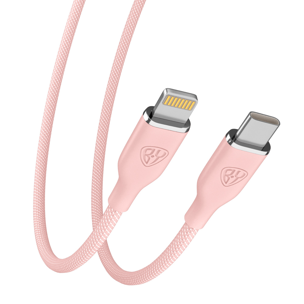 Кабель для зарядки Type C-iP BY Elite, 2.4А, 1м, 22Вт, Быстрая зарядка, розовый, арт.№ 931-303