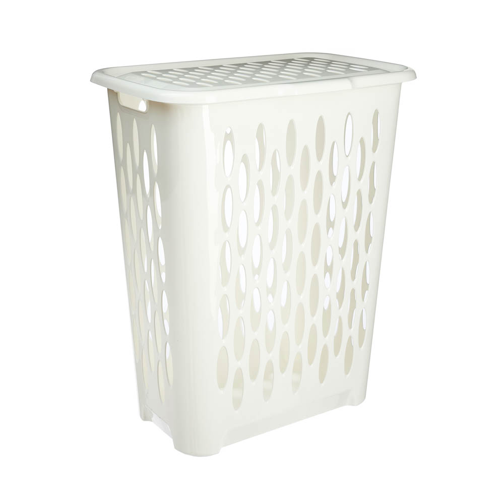 Корзина для белья Keeplex Light с откидной крышкой 37л 42,2х29х51,5см, пластик, белое облако, арт.№ 402-002