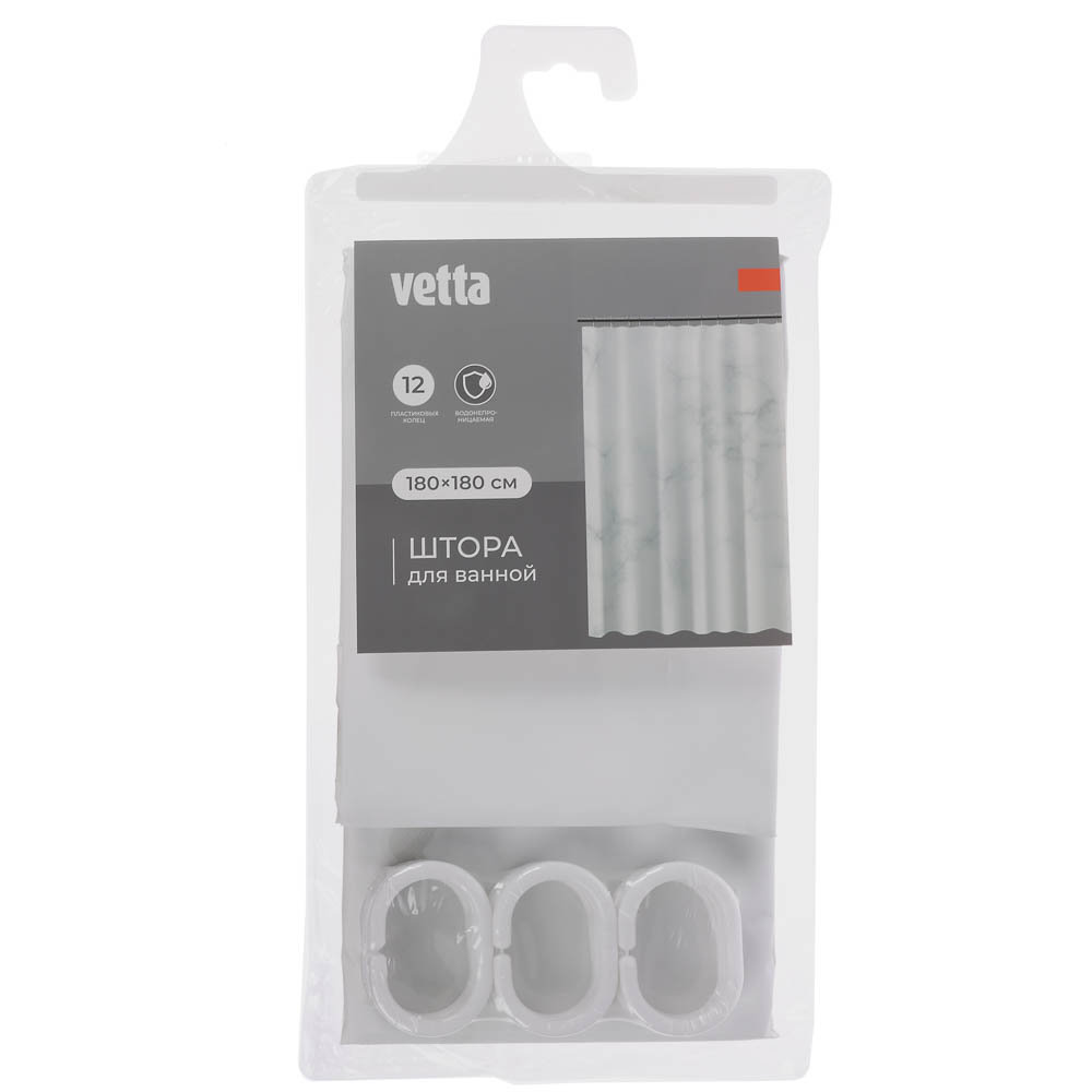 Штора для ванной тм VETTA Марбл, ПЕВА, 60 г/м2, 180х180 см, арт.№ 461-021