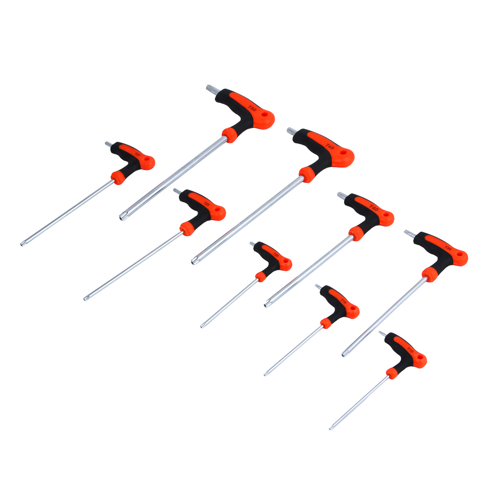 ЕРМАК Набор Т-образных имбусовых ключей Torx T10-T15-T20-T25-T27-T30-T40-T45-T50, арт.№ 633-029