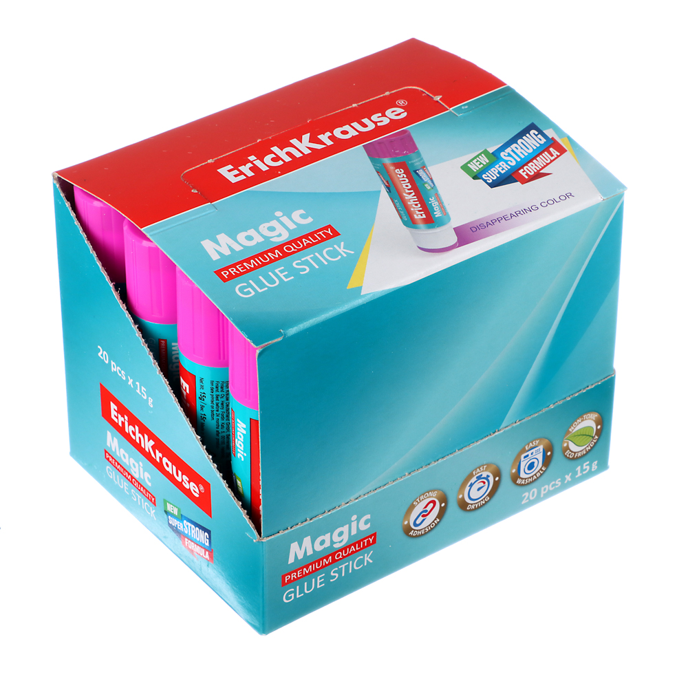 Erich Krause Клей-карандаш "Мэджик" на осн.PVP 15гр, усиленн.,фиолетовый, исчезающий после нанесения, арт.№ 586-043