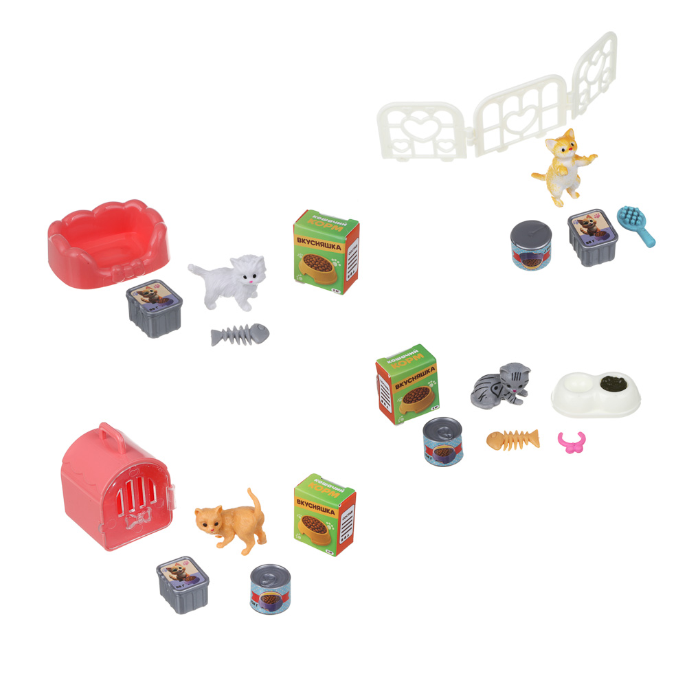 Игровой набор "Счастливая семья" котики, ABS, PP, тм ИГРОЛЕНД, 3+, арт.№ 294-265