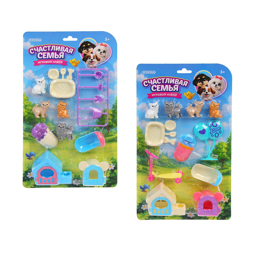 Игровой набор Счастливая семья собачек, ABS, PP, тм ИГРОЛЕНД, 3+, арт.№ 294-266