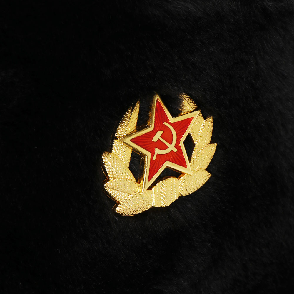 Шапка-ушанка с кокардой, тм GALANTE, р. 58, 100% полиэстер, черный цвет, 26-21, арт.№ 314-148