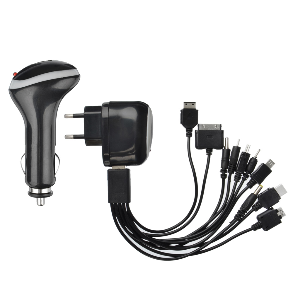 NEW GALAXY Устройство зарядное USB универс. 10 в 1,автомоб. 12/24В/сетевое 220В, 1А,17x11см,пластик, арт.№ 738-017