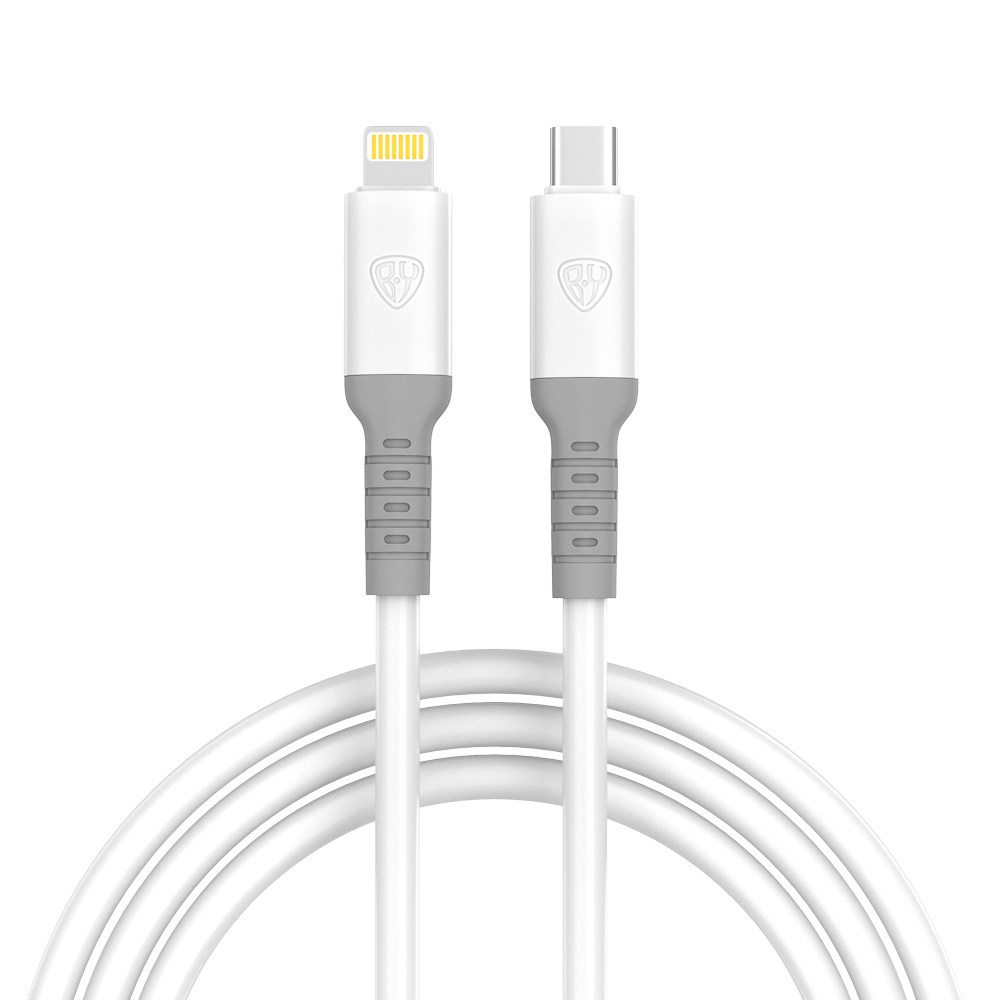 Кабель для зарядки Type C-iP BY Powerful,1м, 2.4А, Быстрая зарядка PD, 22Вт, белый, арт.№ 931-335