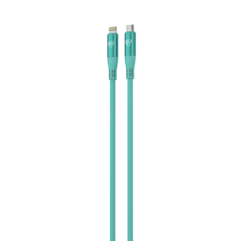 Кабель для зарядки Type C-iP BY Flexi, 1 м, 2,4 А, Быстрая зарядка 22Вт, бирюзовый, арт.№ 931-355