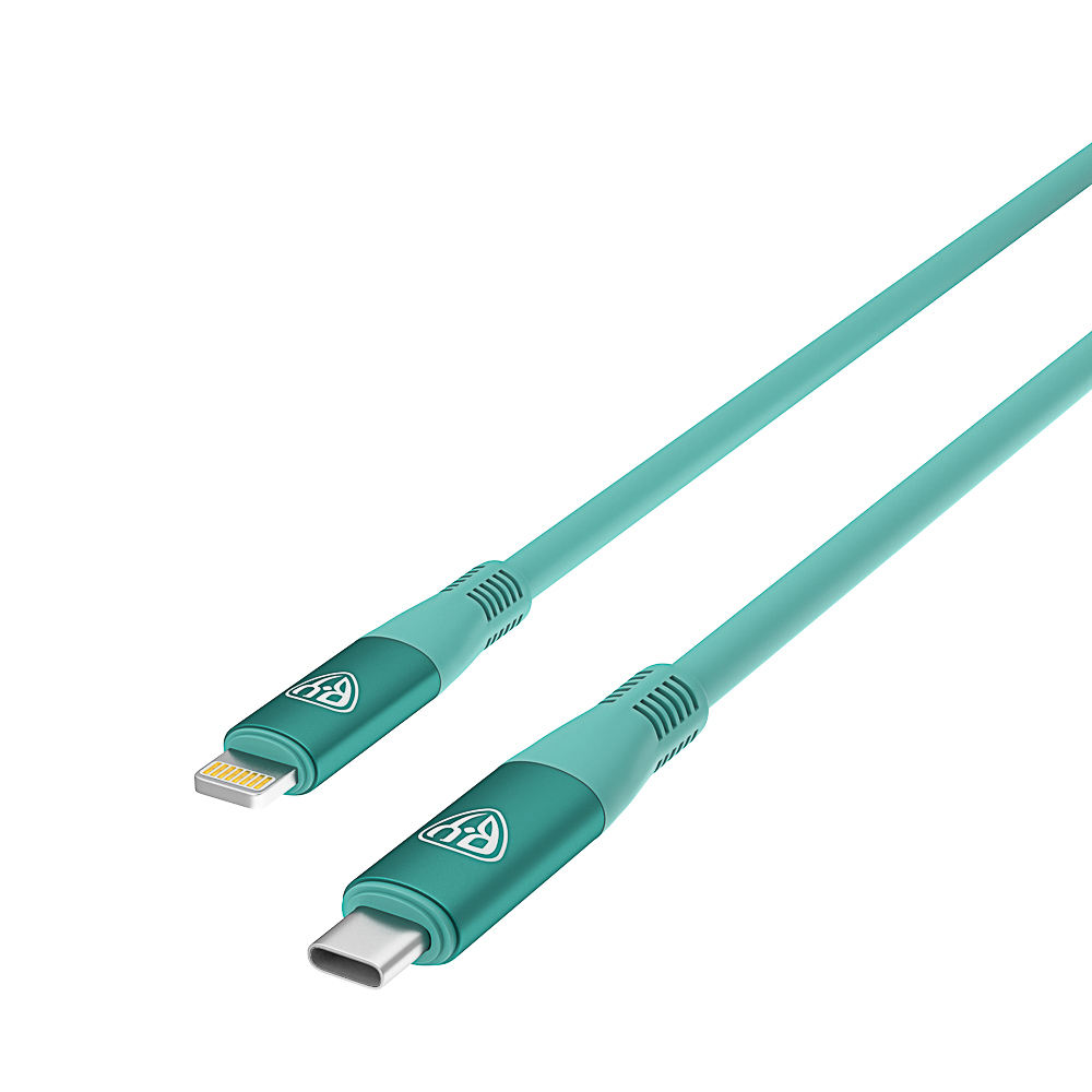 Кабель для зарядки Type C-iP BY Flexi, 1 м, 2,4 А, Быстрая зарядка 22Вт, бирюзовый, арт.№ 931-355