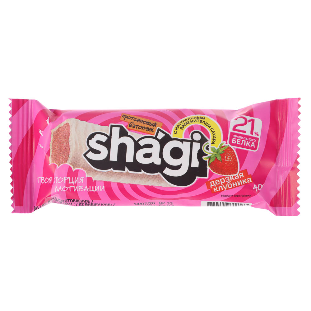 Протеиновый батончик Shagi со вкусом клубники, 40 г, арт.№ 209-054