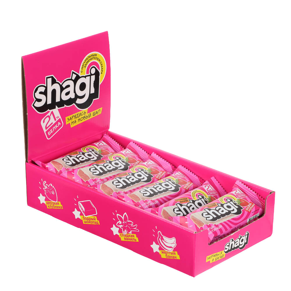 Протеиновый батончик Shagi со вкусом клубники, 40 г, арт.№ 209-054