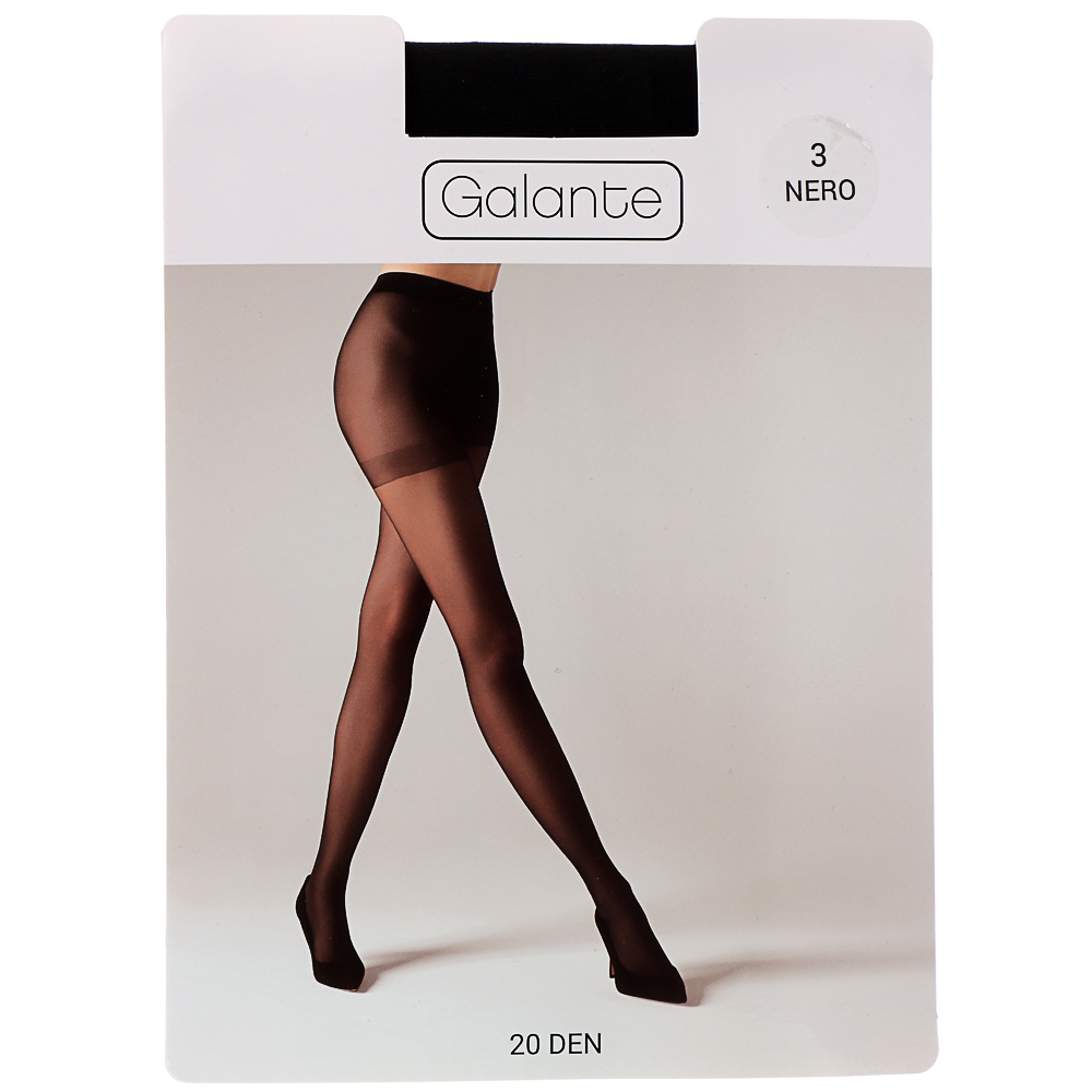 GALANTE Колготки 20 DEN с шортиками, 85% полиамид, 15% эластан, размер 1/2,3,4, цвет черный, арт.№ 048-015