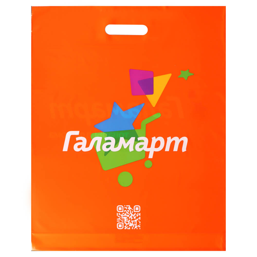 Пакет п/эт ГАЛАМАРТ 42х52, оранжевый с вырубной ручкой, укрепление "рейтер", арт.№ 230-073