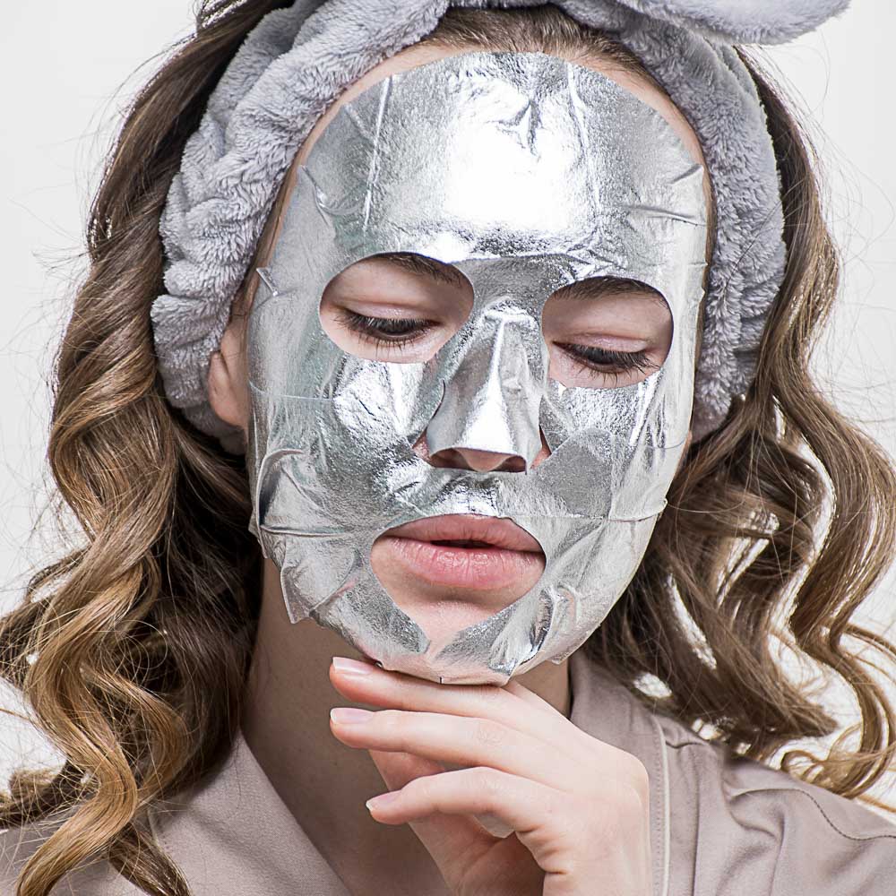 ЮНИLOOK Маска для лица из 2-х частей золотая фольгированная для укреппл. тканей лица и сияния, 25мл, арт.№ 022-023