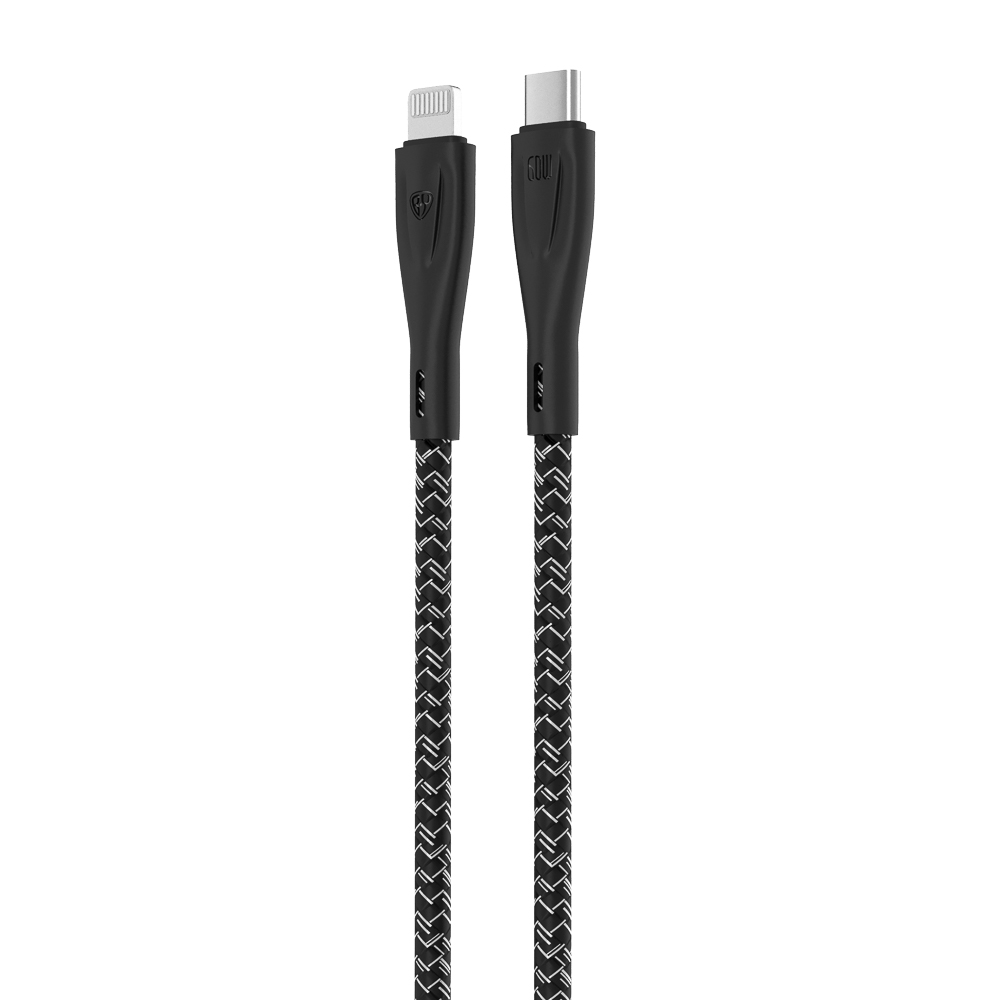 Кабель для зарядки Type C-iP BY Graphic, 1м, 2,4А, быстрая зарядка PD 22Вт, черный, арт.№ 931-342