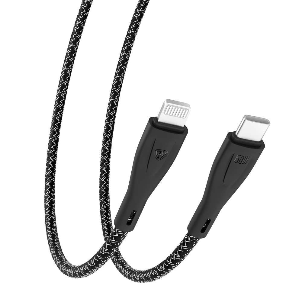 Кабель для зарядки Type C-iP BY Graphic, 1м, 2,4А, быстрая зарядка PD 22Вт, черный, арт.№ 931-342