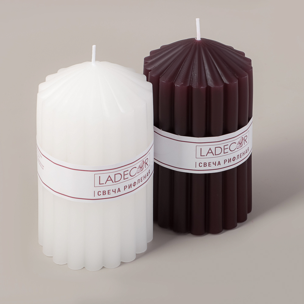Свеча столбик тм LADECOR "Уютная осень" 7x12 см, парафин, 2 цвета, арт.№ 508-902